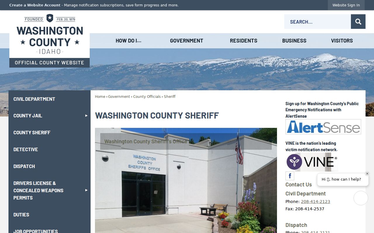 Washington County Idaho Sheriff's Office website